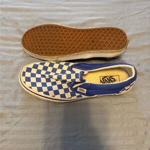 Vans Classic Blue and White Checkered Slip-Ons